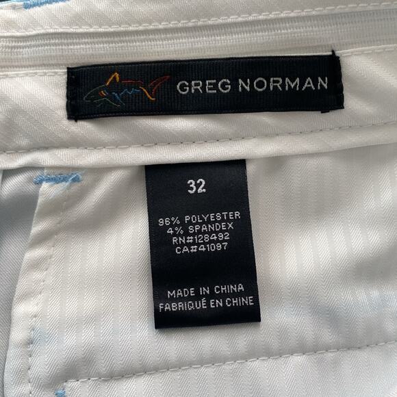 GREG NORMAN Plaid Golf Short Mens Sz 32 Blue White Flat Front - Picture 3 of 5